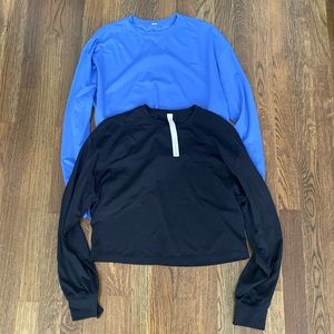 Lululemon abrasion training long sleeves shirts in wild indigo and black. Size 2